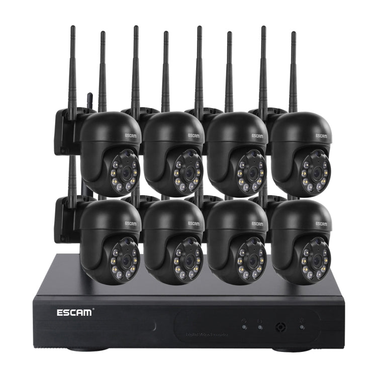 ESCAM WNK618 300만 화소 8채널 무선 돔 카메라 HD NVR 보안 시스템, 동작 감지 및 양방향 오디오 및 풀컬러 야간 시야 및 TF 카드 지원, EU 플러그, WNK618