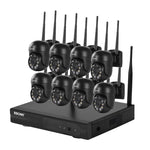 ESCAM WNK618 300만 화소 8채널 무선 돔 카메라 HD NVR 보안 시스템, 동작 감지 및 양방향 오디오 및 풀컬러 야간 시야 및 TF 카드 지원, EU 플러그, WNK618