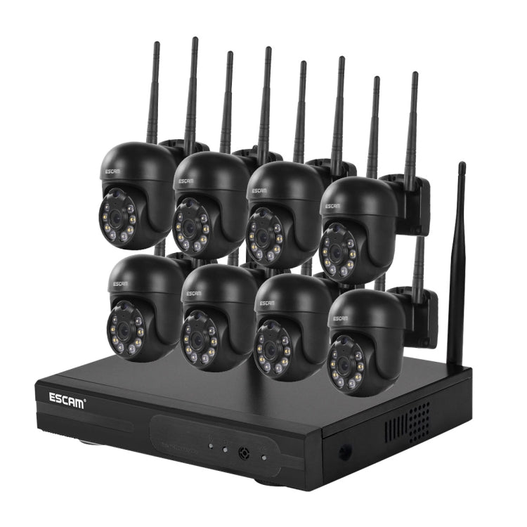 ESCAM WNK618 300만 화소 8채널 무선 돔 카메라 HD NVR 보안 시스템, 동작 감지 및 양방향 오디오 및 풀컬러 야간 시야 및 TF 카드 지원, EU 플러그, WNK618