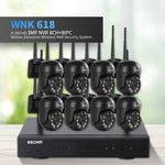 ESCAM WNK618 300만 화소 8채널 무선 돔 카메라 HD NVR 보안 시스템, 동작 감지 및 양방향 오디오 및 풀컬러 야간 시야 및 TF 카드 지원, EU 플러그, WNK618