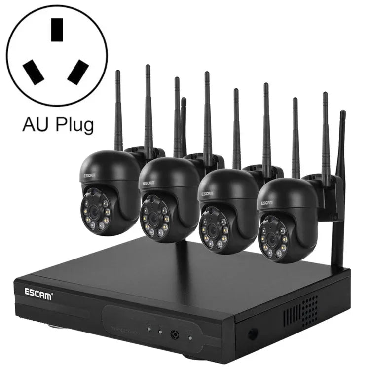 ESCAM WNK614 HD 300만 화소 8채널 무선 + 4IPC 무선 NVR 보안 시스템, 호주 플러그, WNK614