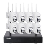 ESCAM WNK718 HD 300만 화소 8채널 무선 + 8IPC 무선 NVR 보안 시스템, 영국 플러그, WNK718