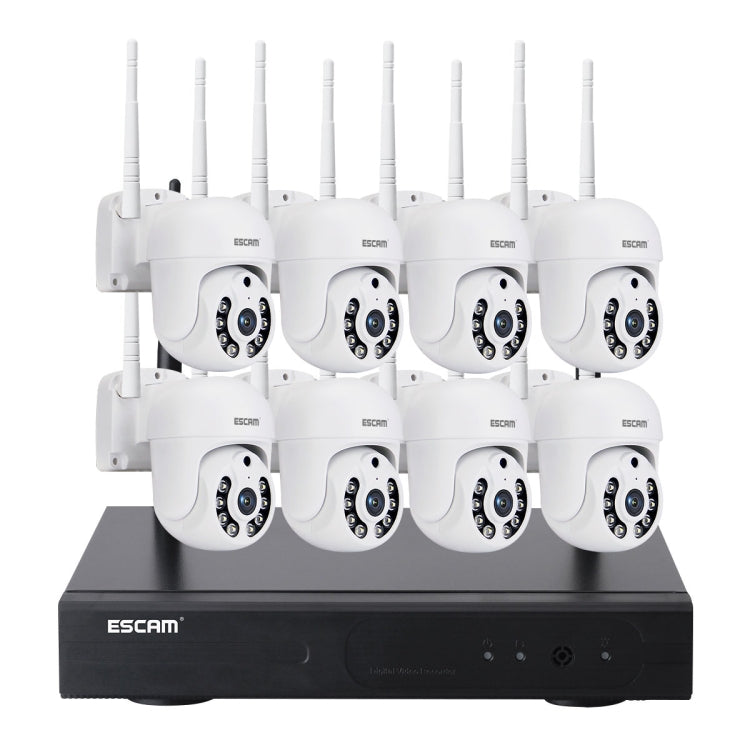 ESCAM WNK718 HD 300만 화소 8채널 무선 + 8IPC 무선 NVR 보안 시스템, 영국 플러그, WNK718