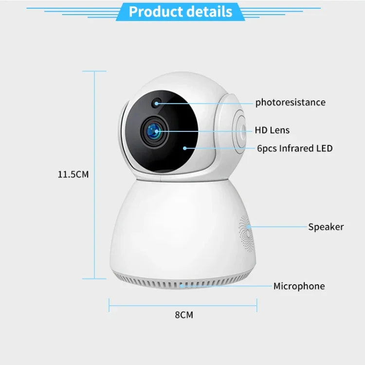 YT24 V380 1.0MP 팬틸트 IP 카메라 WiFi 스마트 보안 카메라, TF 카드 / 양방향 음성 / 모션 감지 / 야간 투시 지원, YT24 1.0MP
