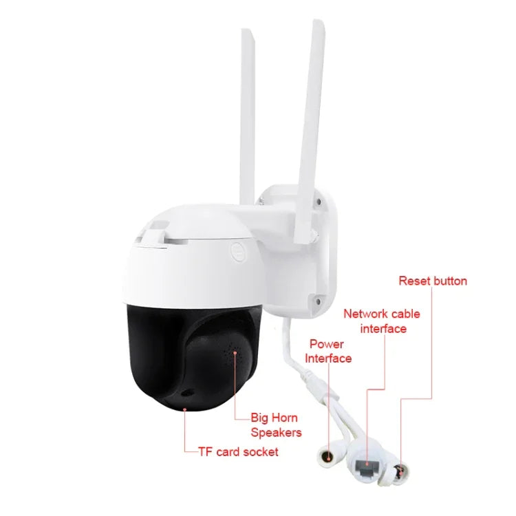QX36 1080P 3.0MP 3.6mm 렌즈 IP65 방수 PTZ 360도 회전 WiFi 카메라, 주야간 풀 컬러 및 양방향 음성 인터콤 및 모션 휴머노이드 감지 및 비디오 재생 및 128GB TF 카드 지원, AU 플러그, QX36