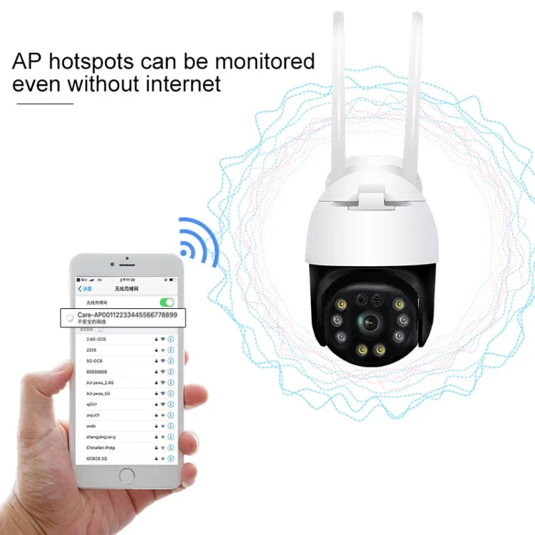 QX36 1080P 3.0MP 3.6mm 렌즈 IP65 방수 PTZ 360도 회전 WiFi 카메라, 주야간 풀 컬러 및 양방향 음성 인터콤 및 모션 휴머노이드 감지 및 비디오 재생 및 128GB TF 카드 지원, AU 플러그, QX36