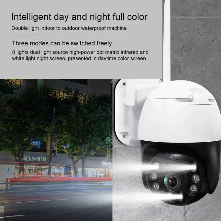 QX36 1080P 3.0MP 3.6mm 렌즈 IP65 방수 PTZ 360도 회전 WiFi 카메라, 주야간 풀 컬러 및 양방향 음성 인터콤 및 모션 휴머노이드 감지 및 비디오 재생 및 128GB TF 카드 지원, AU 플러그, QX36