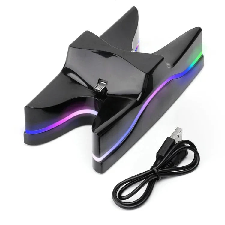 특별 UFO 모양 2 x USB 충전 도크 스탠드 / 컨트롤러 충전 스탠드 PS4 플레이스테이션 4용 다중 색상 LED 포함, PS용
