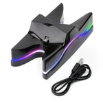 특별 UFO 모양 2 x USB 충전 도크 스탠드 / 컨트롤러 충전 스탠드 PS4 플레이스테이션 4용 다중 색상 LED 포함, PS용