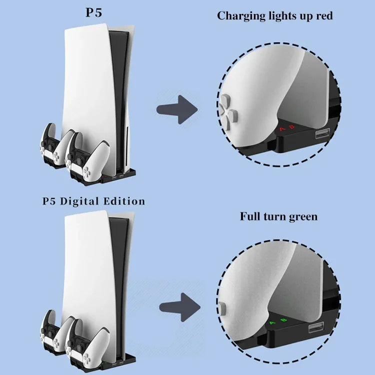 iplay HBP-269 PS5용 De / UHD 충전 스탠드 수직 베이스 홀더 핸들 충전기 포함, iPega HBP-269