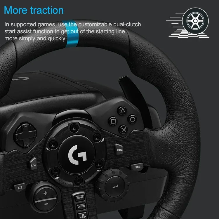 Logitech G923 게임 레이싱 스티어링 휠 페달 시프트 레버 PS5 / PS4 / PC용, G923