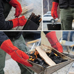 야외 바비큐 가죽 남녀 모델 고온 절연 두꺼운 용접 보호 장갑, CLS-BBQ