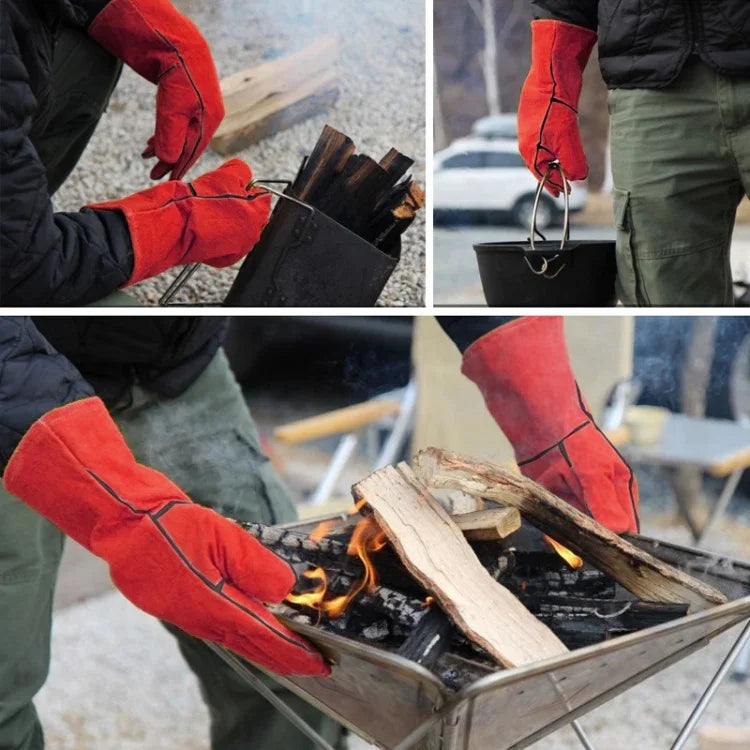 야외 바비큐 가죽 남녀 모델 고온 절연 두꺼운 용접 보호 장갑, CLS-BBQ
