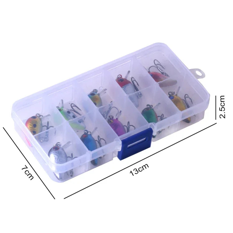 HENGJIA 10개 3cm/1.5g 루어 바위 낚시 루어 미끼 바이오닉 키트 플라스틱 박스 포함, Box014