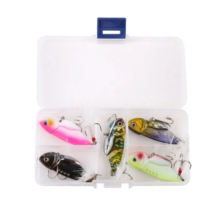 HENGJIA 5개 5.5cm/11g 루어 금속 VIB 낚시 루어 미끼 바이오닉 키트 플라스틱 박스 포함, Box018
