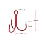 HENGJIA 20개입 클래식 레드 고탄소강 낚시 삼지창 트레블 훅, 8# FH023