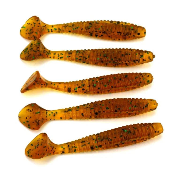 HENGJIA SO0205P 5개입 8cm/5g 스크류 테일 소프트 낚시 루어 인공 미끼, SO0205P