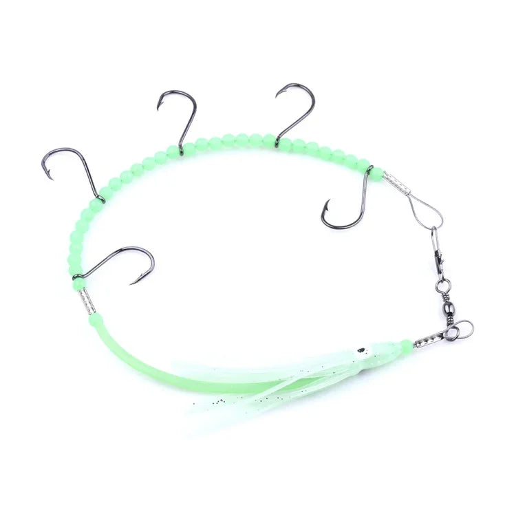 HENGJIA 32cm/7g 낚시 칼 물고기 와이어 야광 야간 조명 문어 오징어 훅 5개 훅