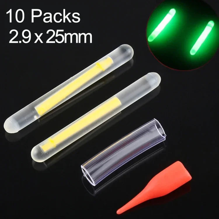 10팩 OCEAN SUN 발광 부표 야간 낚시 라이트 스틱, 가시거리: 15m, 크기: 2.9 x 25mm, 가시거리: 15m