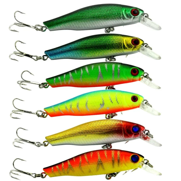 HENGJIA 6개입 8.5cm 8.9g 미노우 플라스틱 하드 베이트 낚시 미끼 세트 낚시 태클 미끼, 6개입 8.5cm 8.9g