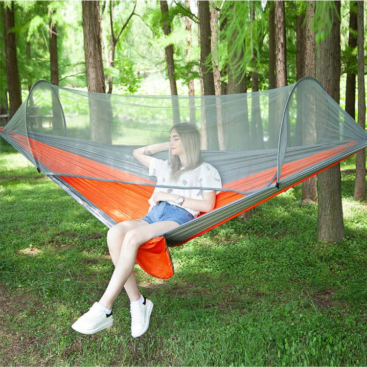 Portable Outdoor Camping Full-automatic Nylon Parachute Hammock with Mosquito Nets, Size : 290 x 140cm, 290x140cm Green, 290x140cm Blue, 290x140cm Orange, 290x140cm Camouflage, 290x140cm Army Green, 290x140cm Black, 290x140cm Dark Blue                 ...