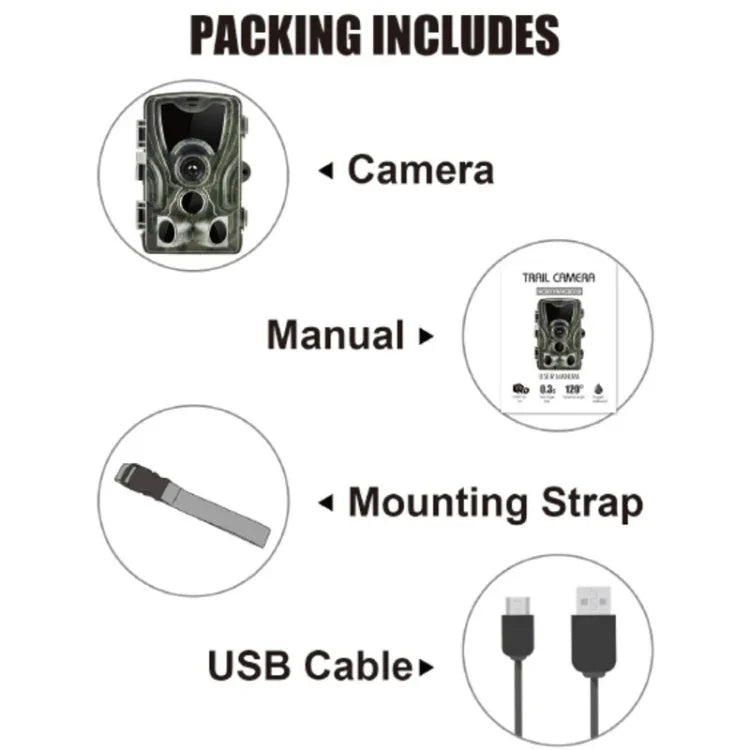 HC801A 8MP 방수 IP65 IR 야간 투시 보안 사냥용 트레일 카메라, Novatek 96650 프로그램, 120도 광각, 110도 PIR 감지 각도, HC801A