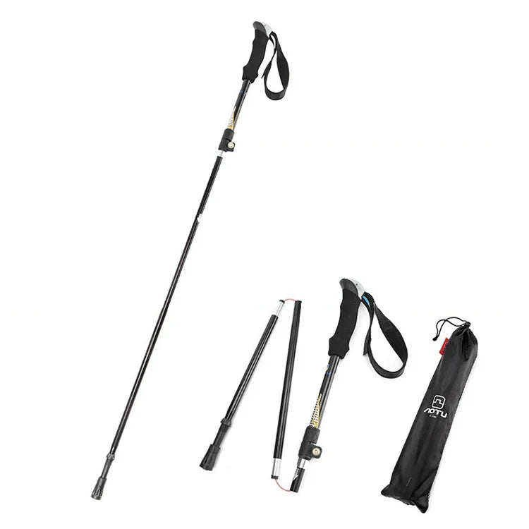 Aotu AT7558 125cm 알루미늄 합금 야외 캠핑 접이식 코르키 트레킹 폴 EVA 손잡이 알펜스톡, AT7558
