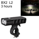 BX2 USB 충전 자전거 전면 핸들바 LED 라이트 (3시간, L2 램프 비드), 3시간, L2 램프 비드