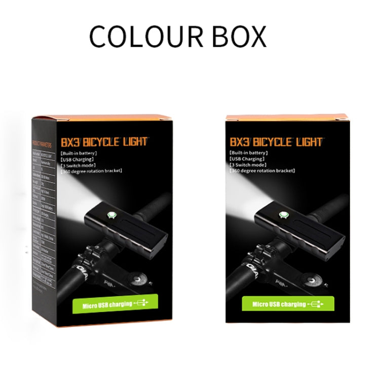 BX2 USB 충전 자전거 전면 핸들바 LED 라이트 (3시간, L2 램프 비드), 3시간, L2 램프 비드