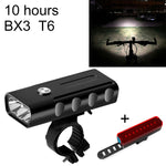 BX3 USB 충전 자전거 전면 핸들바 LED 라이트 (10시간, T6+A02 램프), 10시간, T6+A02 램프
