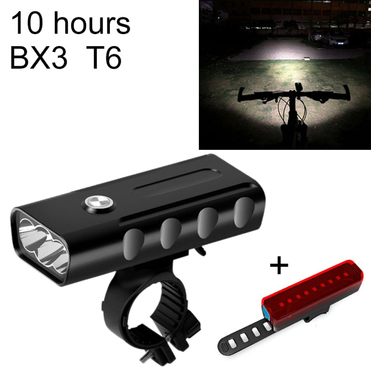 BX3 USB 충전 자전거 전면 핸들바 LED 라이트 (10시간, T6+A02 램프), 10시간, T6+A02 램프