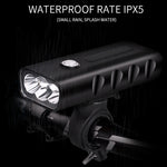 BX3 USB 충전 자전거 전면 핸들바 LED 라이트 (10시간, T6+A02 램프), 10시간, T6+A02 램프