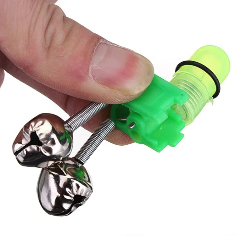 10 PCS Fishing Accessory Twin Bells Clip Fishing Bite Alarm with LED Night Light, Fishing Alarm Bells