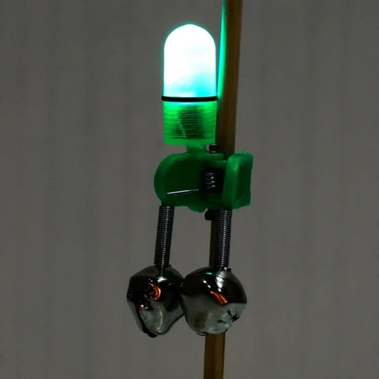 10 PCS Fishing Accessory Twin Bells Clip Fishing Bite Alarm with LED Night Light, Fishing Alarm Bells