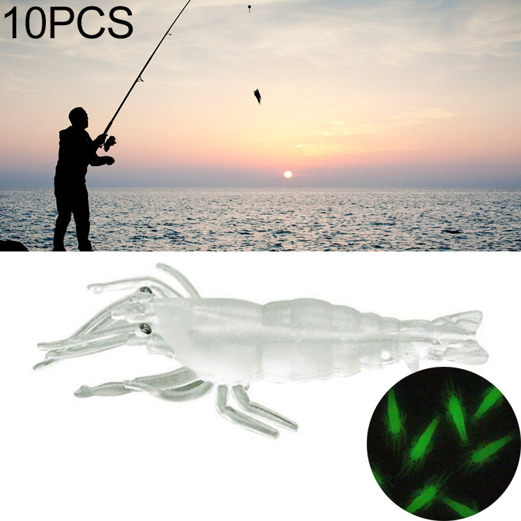10개 4cm 낚시 소프트 베이트 팝퍼, 인공 새우, 야광 새우, 분홍 새우, 녹색 새우, 투명 새우