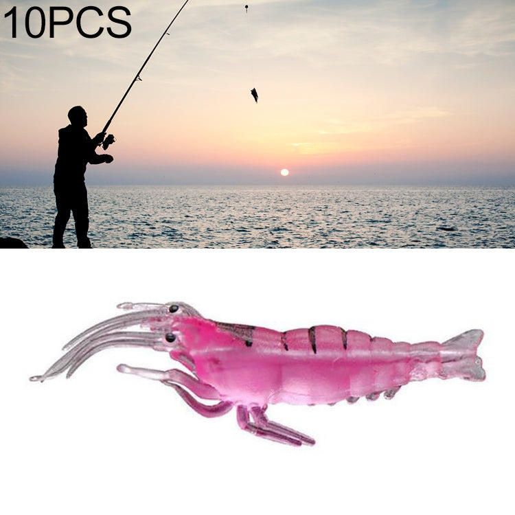 10개 4cm 낚시 소프트 베이트 팝퍼, 인공 새우, 야광 새우, 분홍 새우, 녹색 새우, 투명 새우