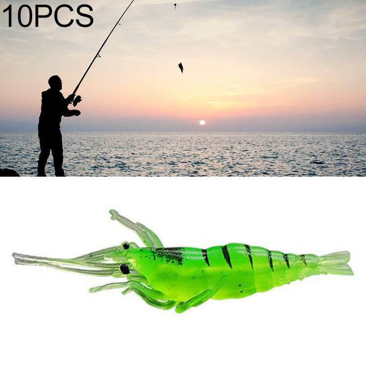 10개 4cm 낚시 소프트 베이트 팝퍼, 인공 새우, 야광 새우, 분홍 새우, 녹색 새우, 투명 새우