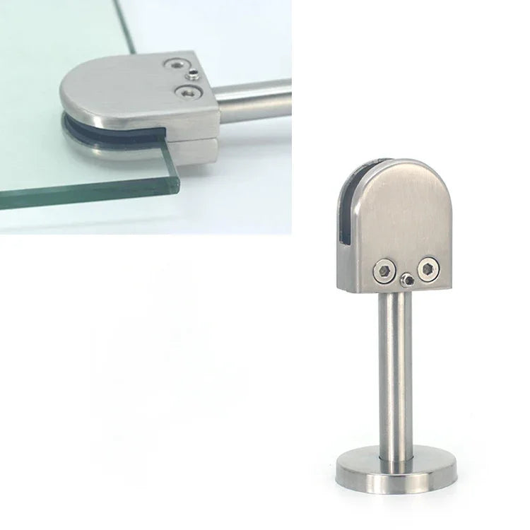 201 Stainless Steel Glass Fish Mouth Support Rod Fixing Clip with 14x60mm Rod, Specification: S, S, with 14x60mm Rod