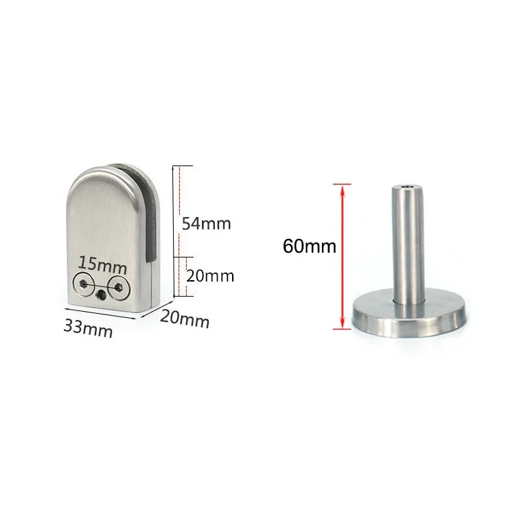 201 스테인리스 스틸 유리 피쉬 마우스 지지봉 고정 클립 14x60mm 봉 포함, 규격: S, S, 14x60mm 봉 포함