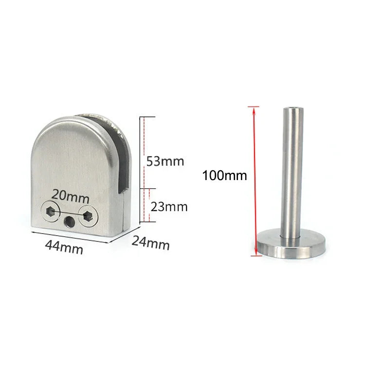 201 스테인리스 스틸 유리 피쉬 마우스 지지 로드 고정 클립 14x100mm 로드 포함, 규격: M, M, 14x100mm 로드 포함