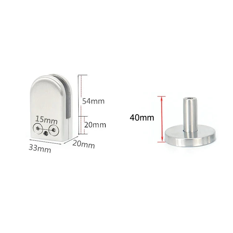 304 스테인리스 스틸 유리 피쉬 마우스 지지봉 고정 클립 14x40mm 봉 포함, 규격: S, S, 14x40mm 봉 포함