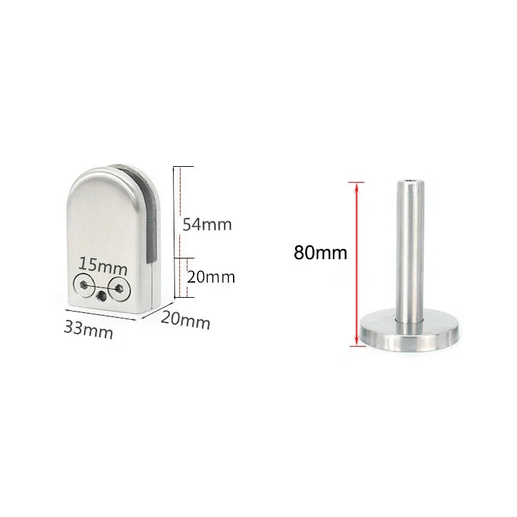 304 스테인리스 스틸 유리 피쉬 마우스 지지봉 고정 클립 14x80mm 봉 포함, 규격: S, S, 14x80mm 봉 포함