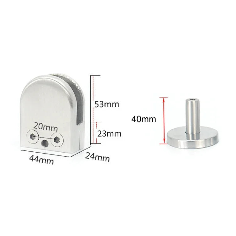 304 스테인리스 스틸 유리 피쉬 마우스 지지봉 고정 클립 14x40mm 봉 포함, 규격: M, M, 14x40mm 봉 포함