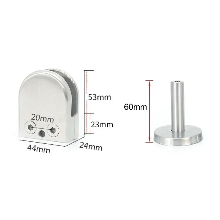 304 스테인리스 스틸 유리 피쉬 마우스 지지봉 고정 클립 14x60mm 봉 포함, 규격: M, M, 14x60mm 봉 포함