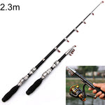 37cm 휴대용 텔레스코픽 바다 낚싯대 미니 낚시대, 확장 길이: 2.3m, 2.3m
