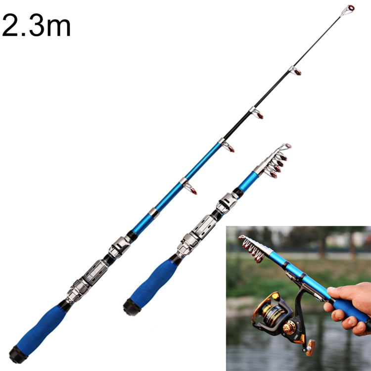 37cm 휴대용 텔레스코픽 바다 낚싯대 미니 낚시대, 확장 길이: 2.3m, 2.3m