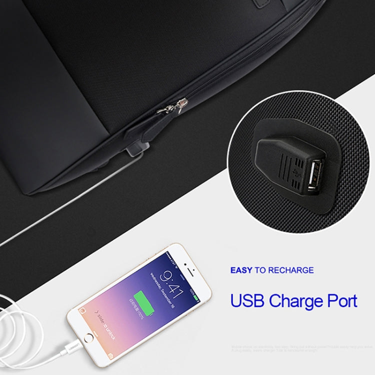 Bopai 751-006881 비즈니스 방수 대용량 이중 어깨 가방, USB 충전 포트 포함, 사이즈: 30x14x44cm, 751-006881