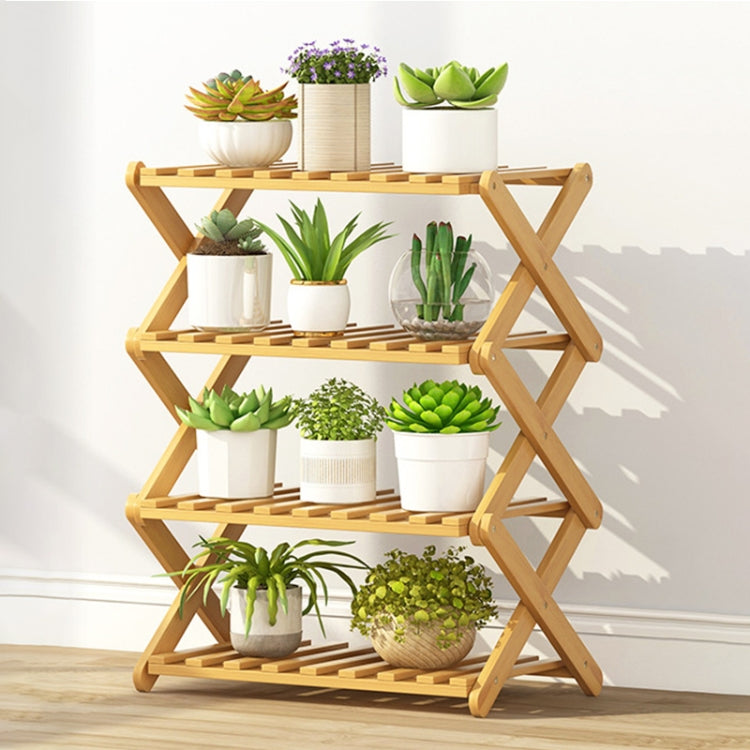 4-Layer Balcony Living Room Collapsible Solid Wood Flower Stand Potted Planting Shelves, Length: 50cm, 50cm 4-Layer