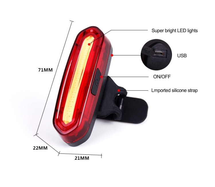 AQY-096 IPX4 분리형 USB 충전식 듀얼 컬러 LED 자전거 후미등, 화이트 & 레드, 블루 & 레드