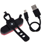 AQY-096 IPX4 분리형 USB 충전식 듀얼 컬러 LED 자전거 후미등, 화이트 & 레드, 블루 & 레드